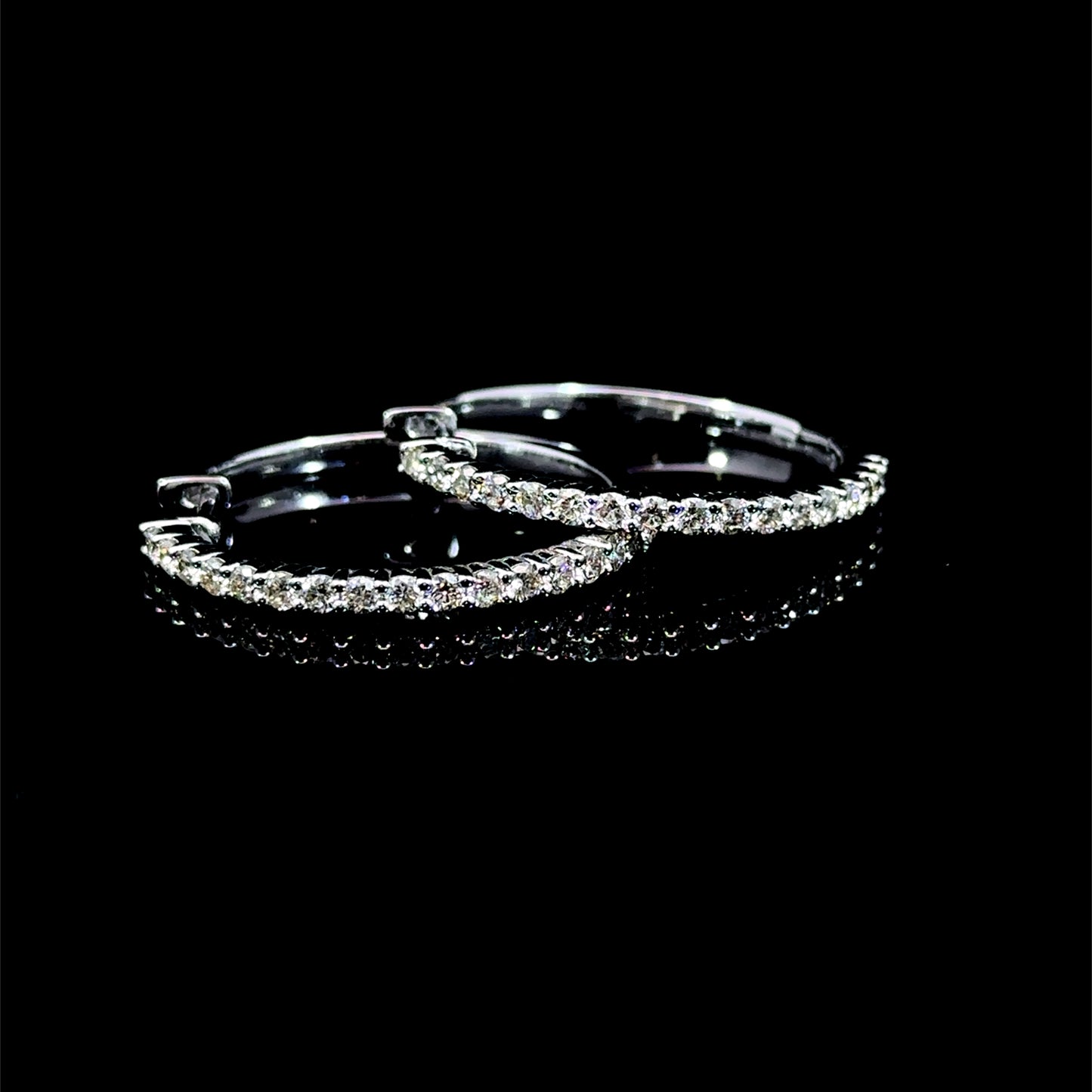 10k white gold and diamond Hoop Earrings