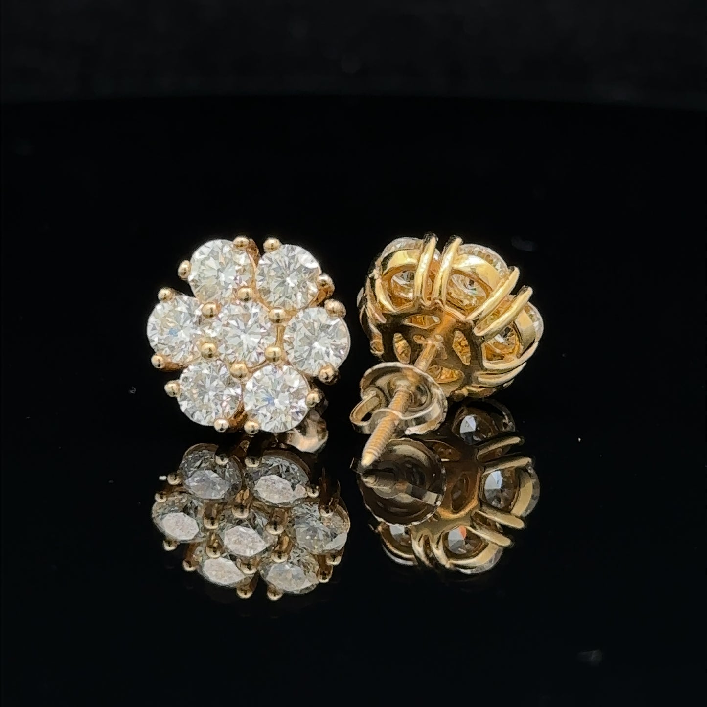 14k yellow gold and diamond flower Earrings (25 pointer)