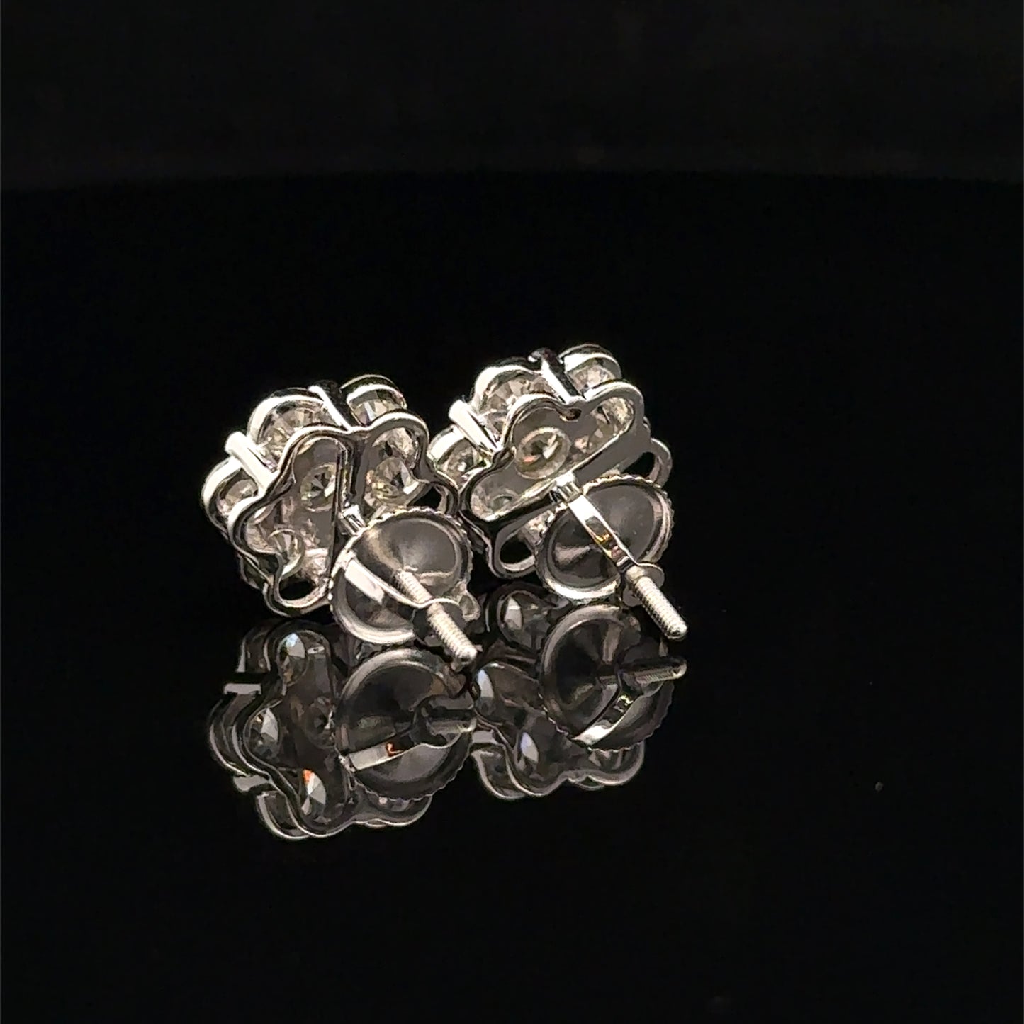 14k White Gold Diamond Flower Earrings – Delicate & Luxurious Fine Jewelry