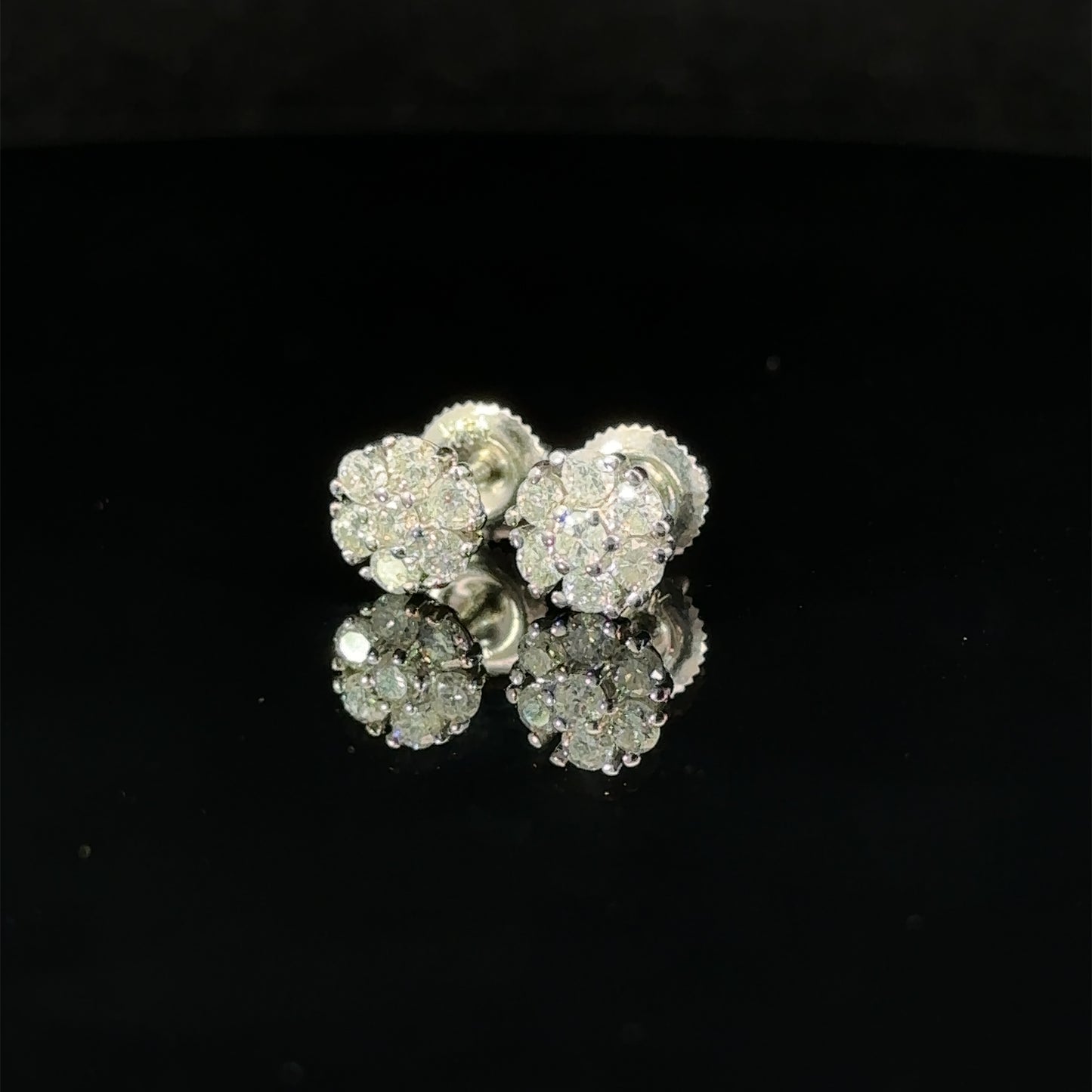 14k white gold and diamond Flower Earrings (5 pointer)