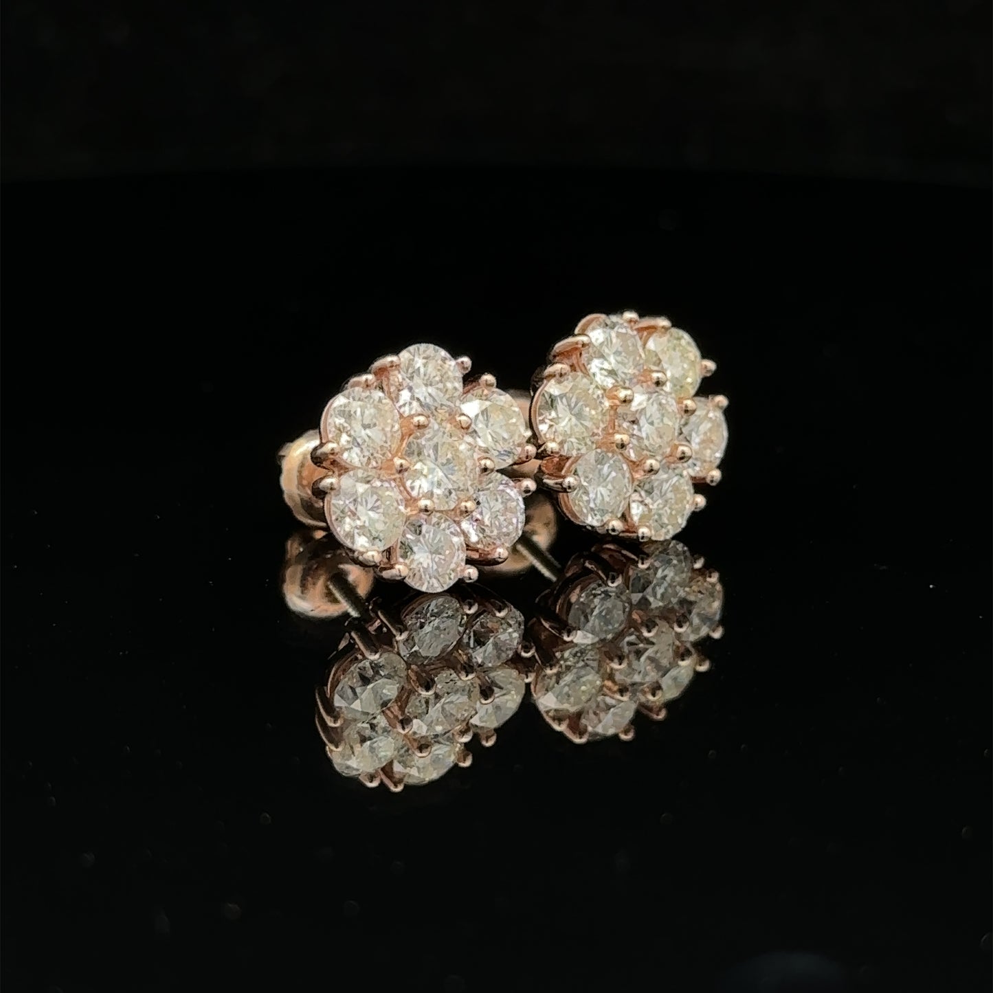 14k rose gold and diamond Earrings (25 pointer)