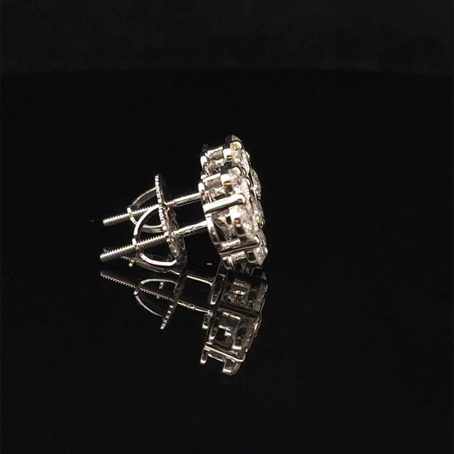 14k White Gold Diamond Flower Earrings – Delicate & Luxurious Fine Jewelry