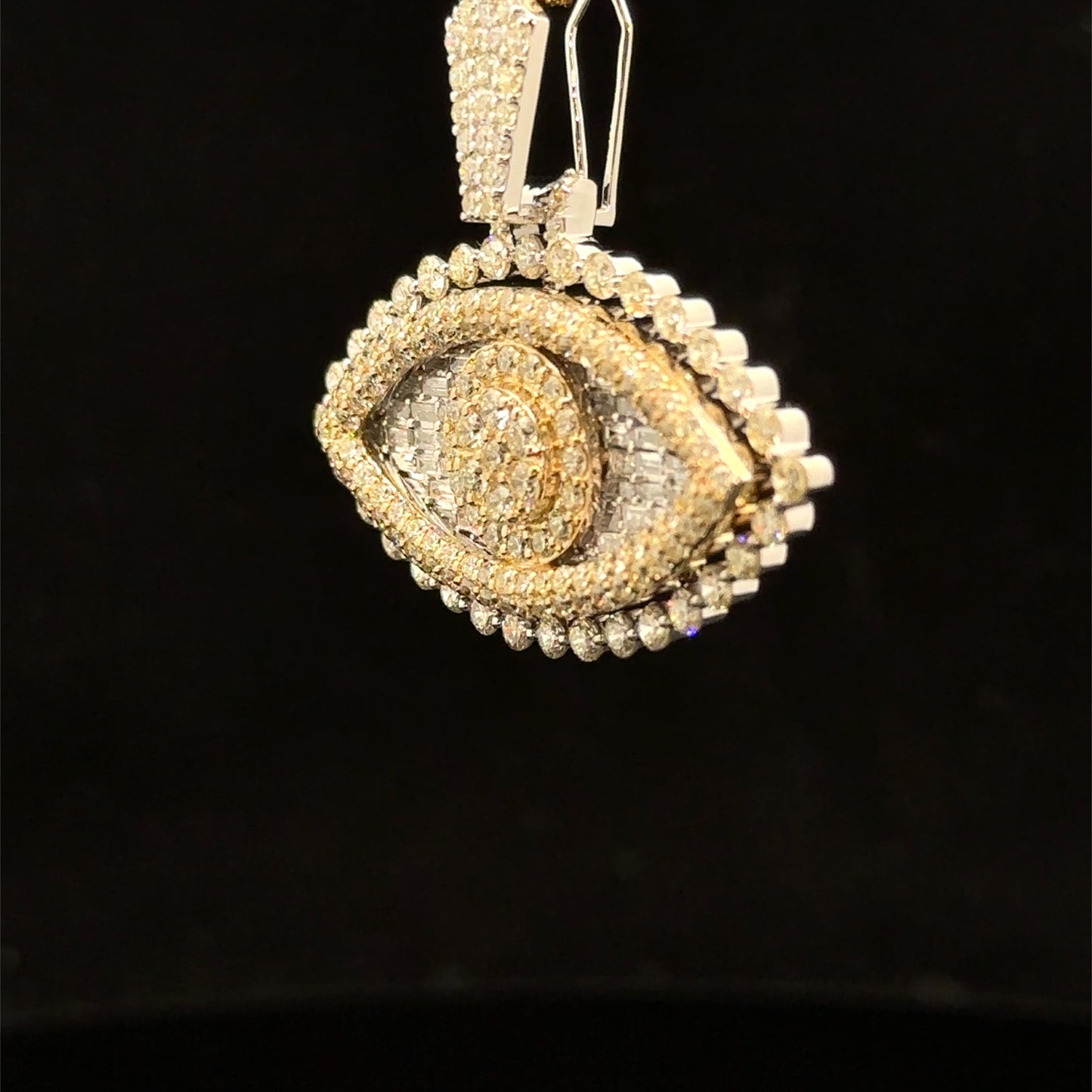 10K Yellow & White Gold Diamond Evil Eye Pendant