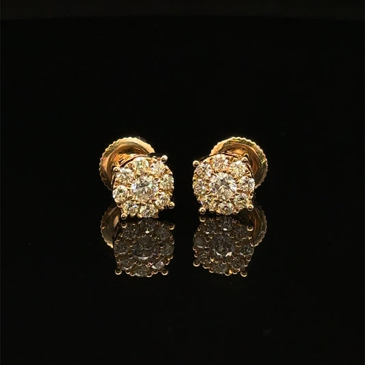 14k Yellow Gold and Diamond Earrings - Elegant & Timeless Jewelry