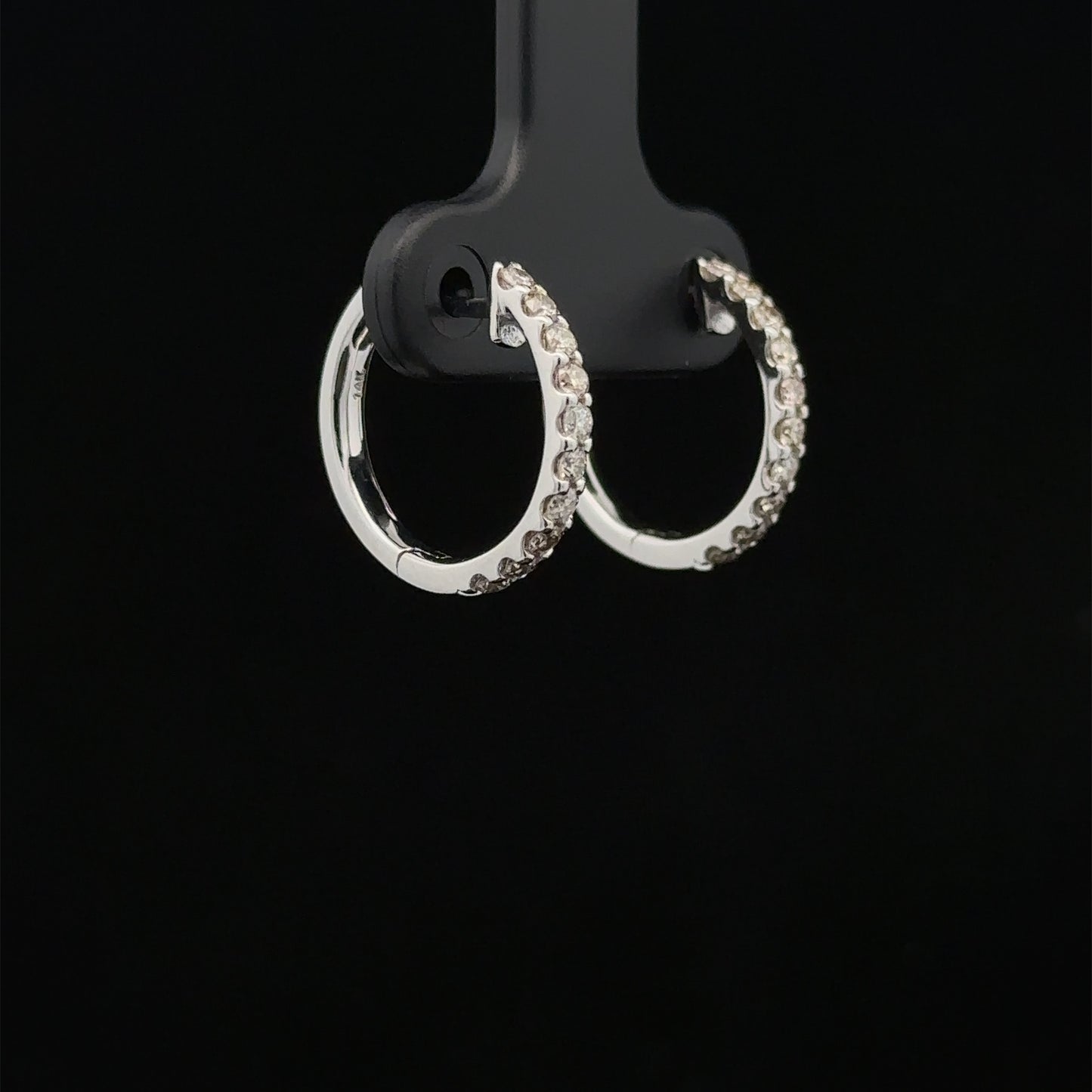 14k white gold and diamond Hoop Earrings