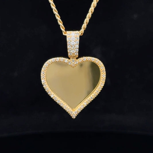 14k yellow gold and diamond Heart Picture Pendant