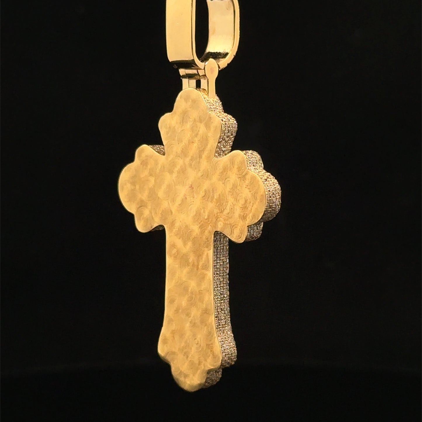 10K Yellow Gold Cross Pendant with Diamonds & Multicolored Stones
