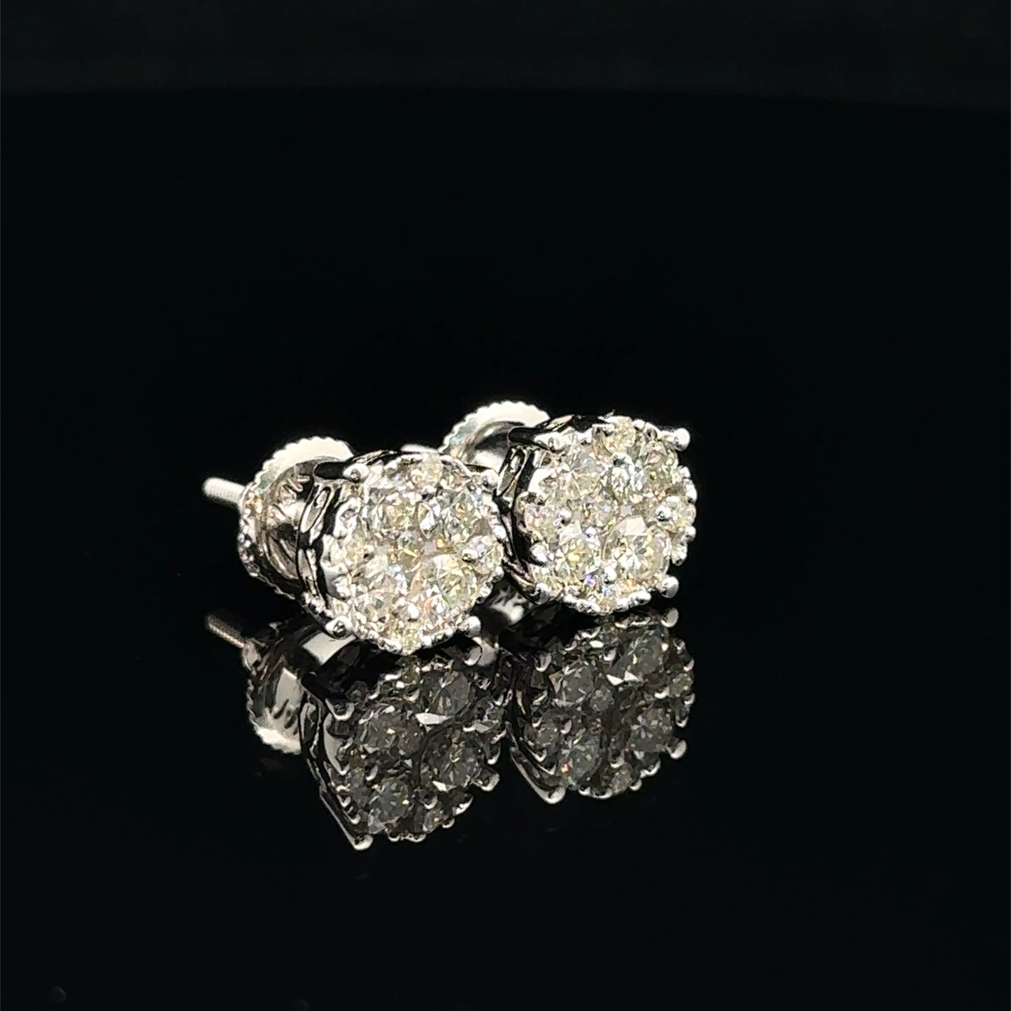 14K White Gold Natural Earth Mined Diamond Earrings