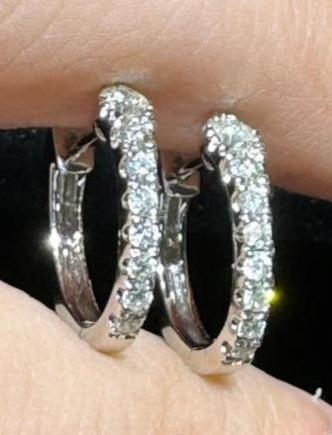 14k white gold and diamond Hoop Earrings