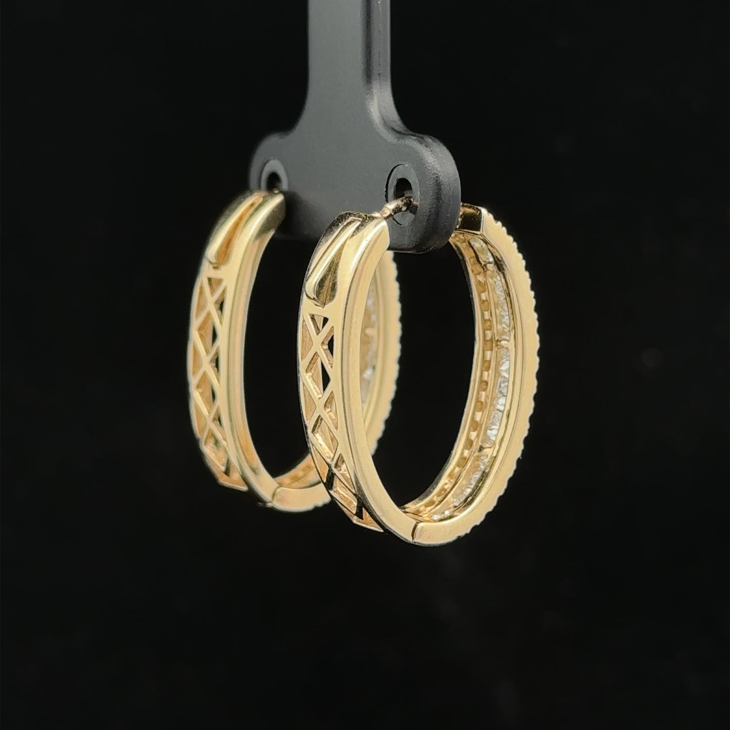 14k yellow gold and diamond Hoop Earrings