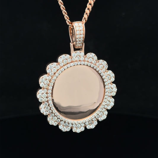 14k rose gold and diamond Flower Picture pendant