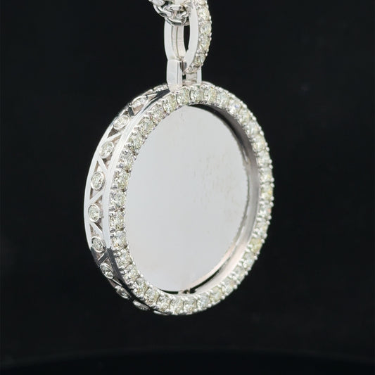 14k white gold and diamond Picture Pendant