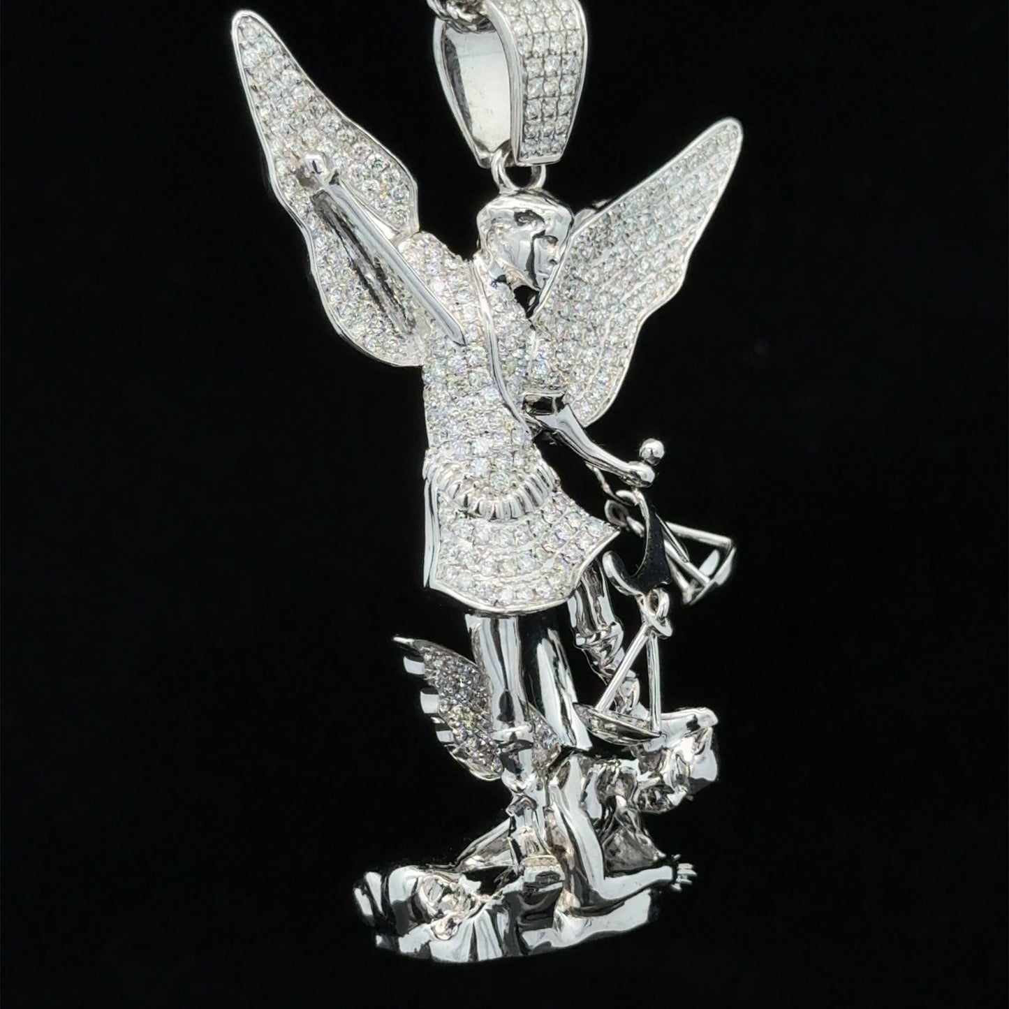 14k white gold and diamond Angel Pendant