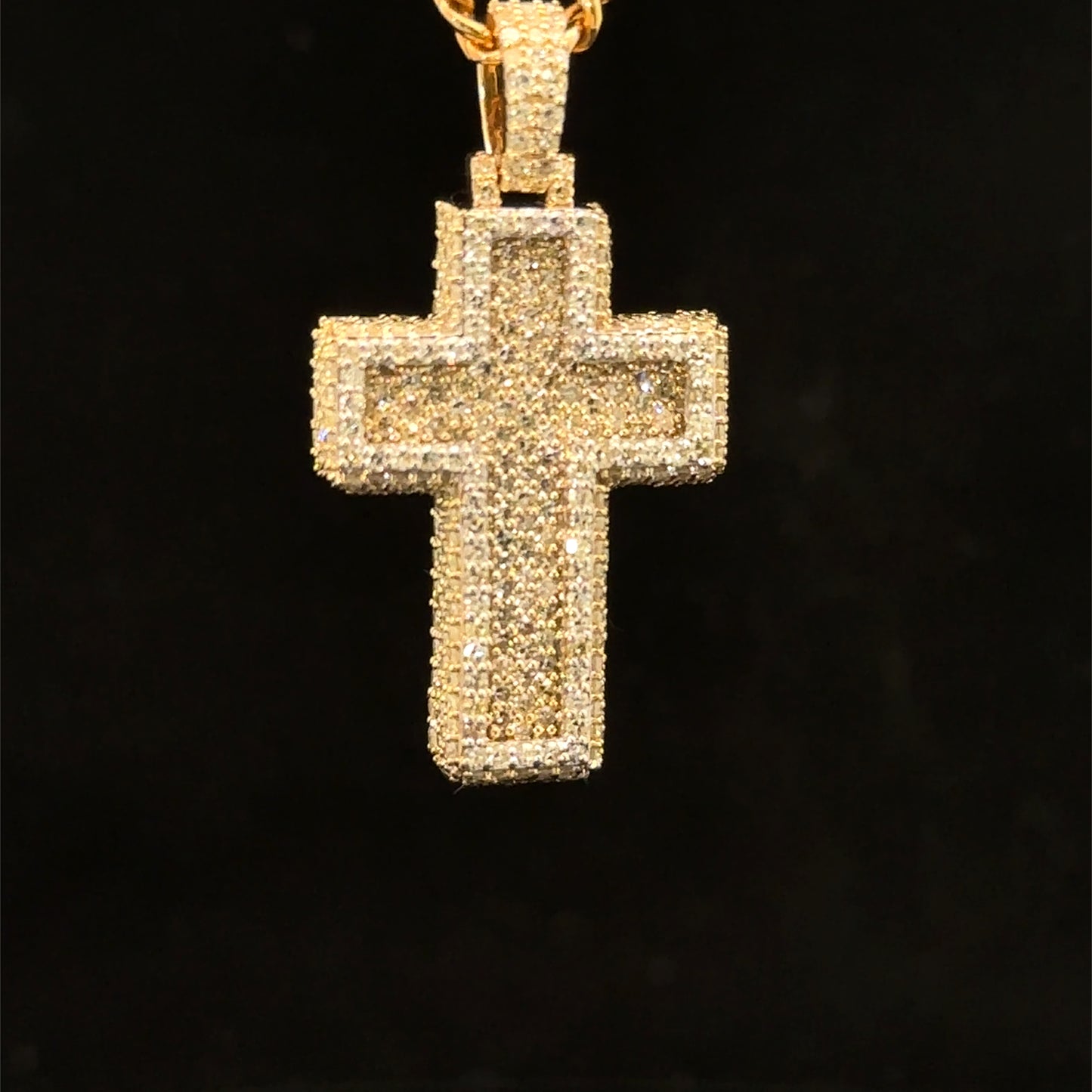 10K Yellow Gold Cross Pendant with Diamonds
