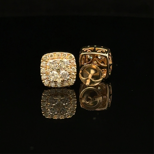 14k Yellow Gold and Diamond Earrings
