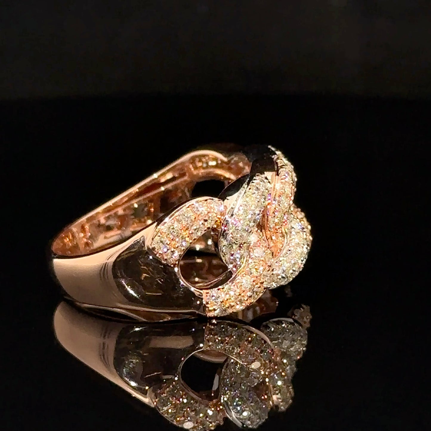 14k two-tone gold Cuban Ring