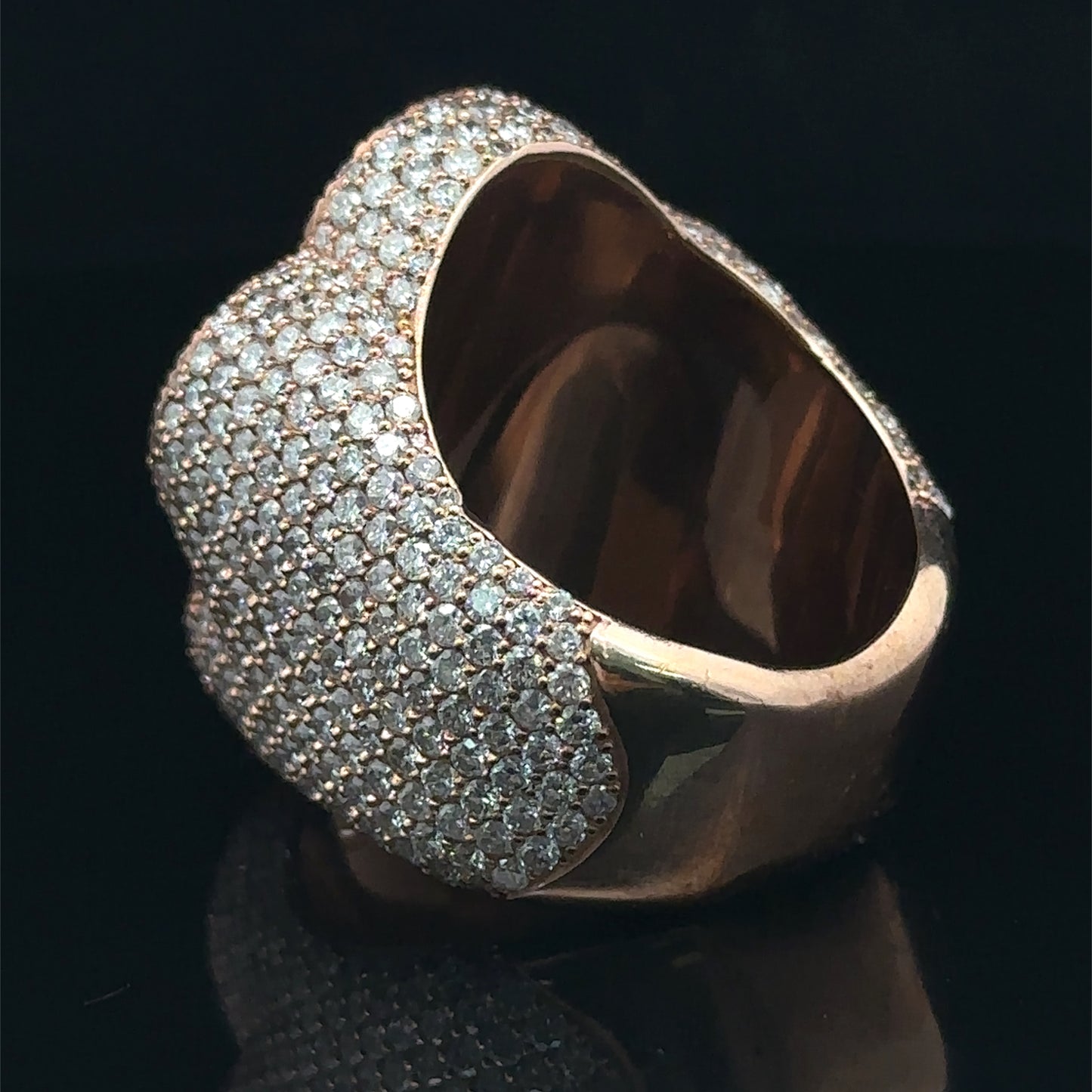 Rose gold and diamond Cross Ring with Pink Fancy Pear Cut Colored Stones