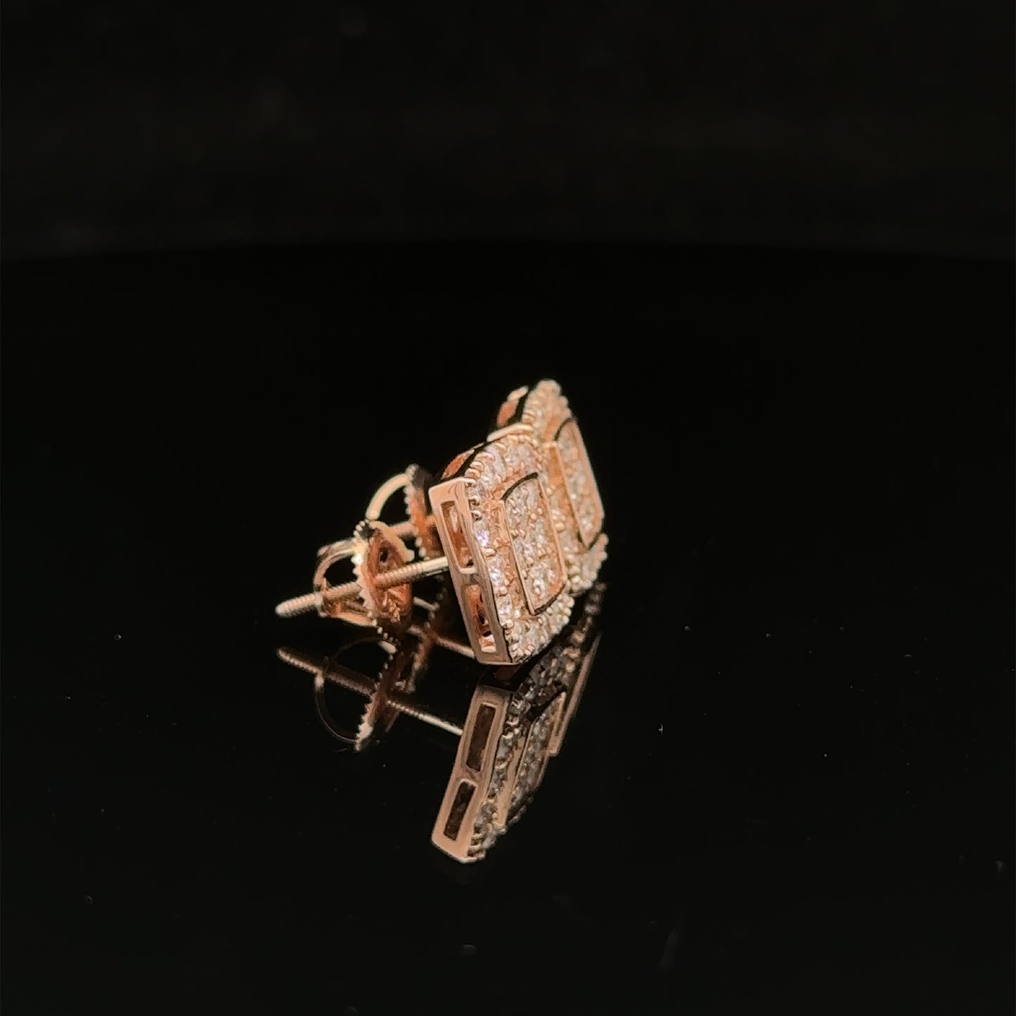 14k rose gold and diamond Square shaped Earrings