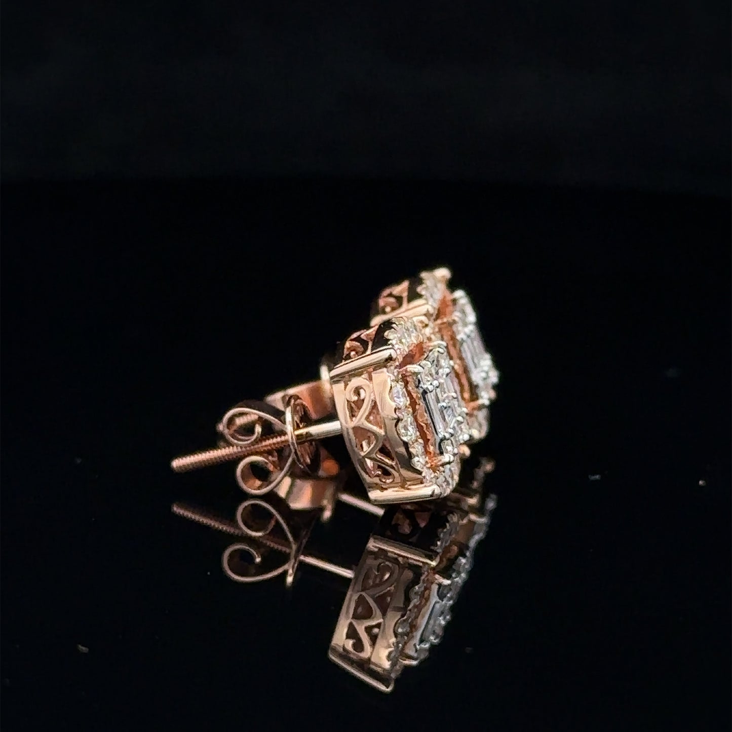 14k rose gold and diamond Earrings