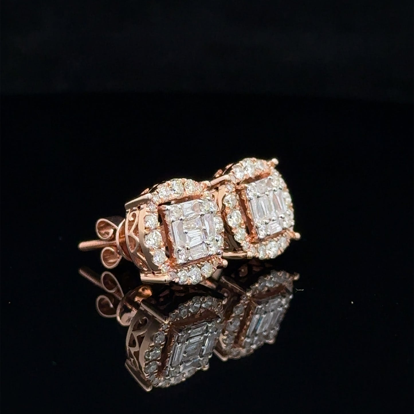 14k rose gold and diamond Earrings