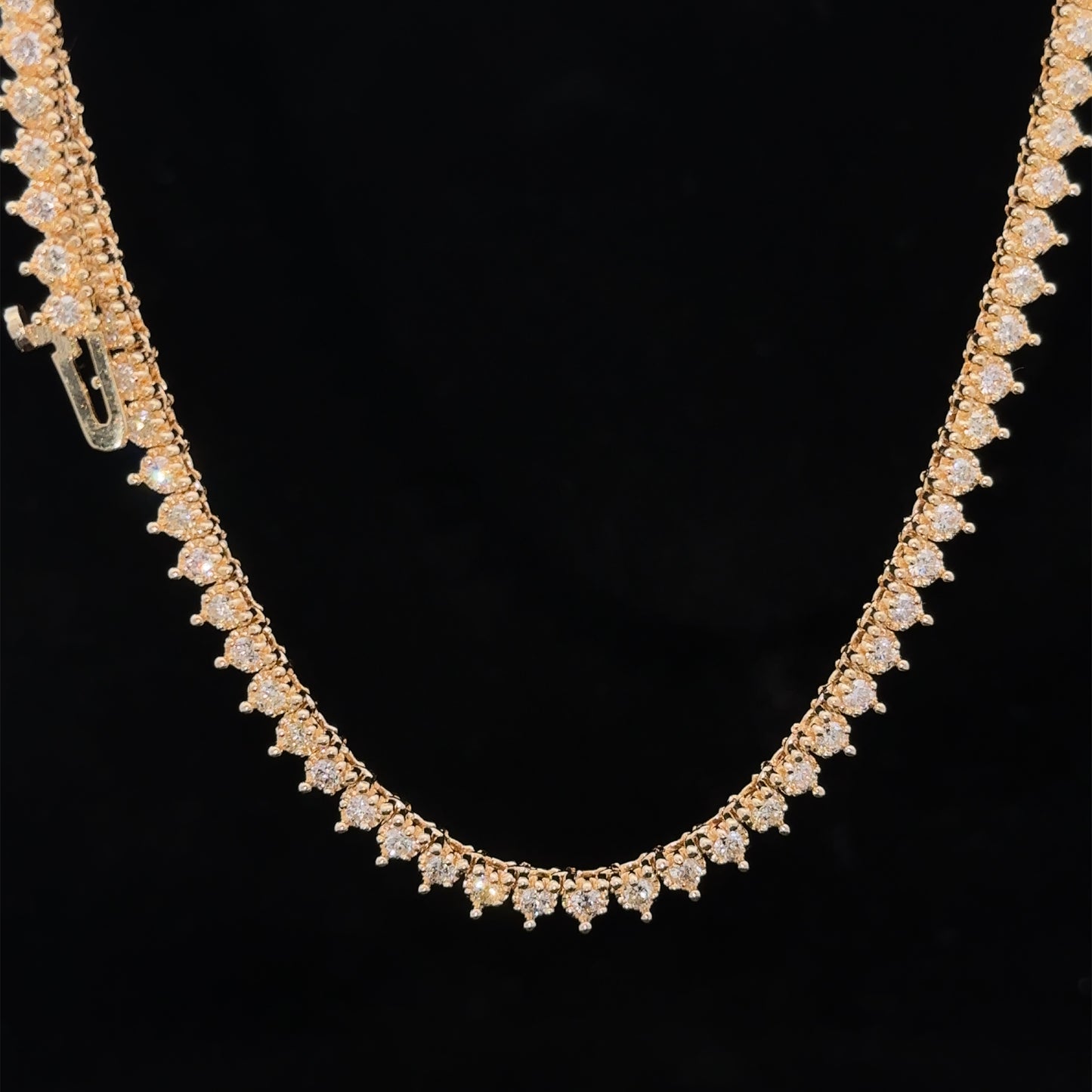 14k yellow gold and diamond Tennis Chain (Martini Setting 3 Pointers)