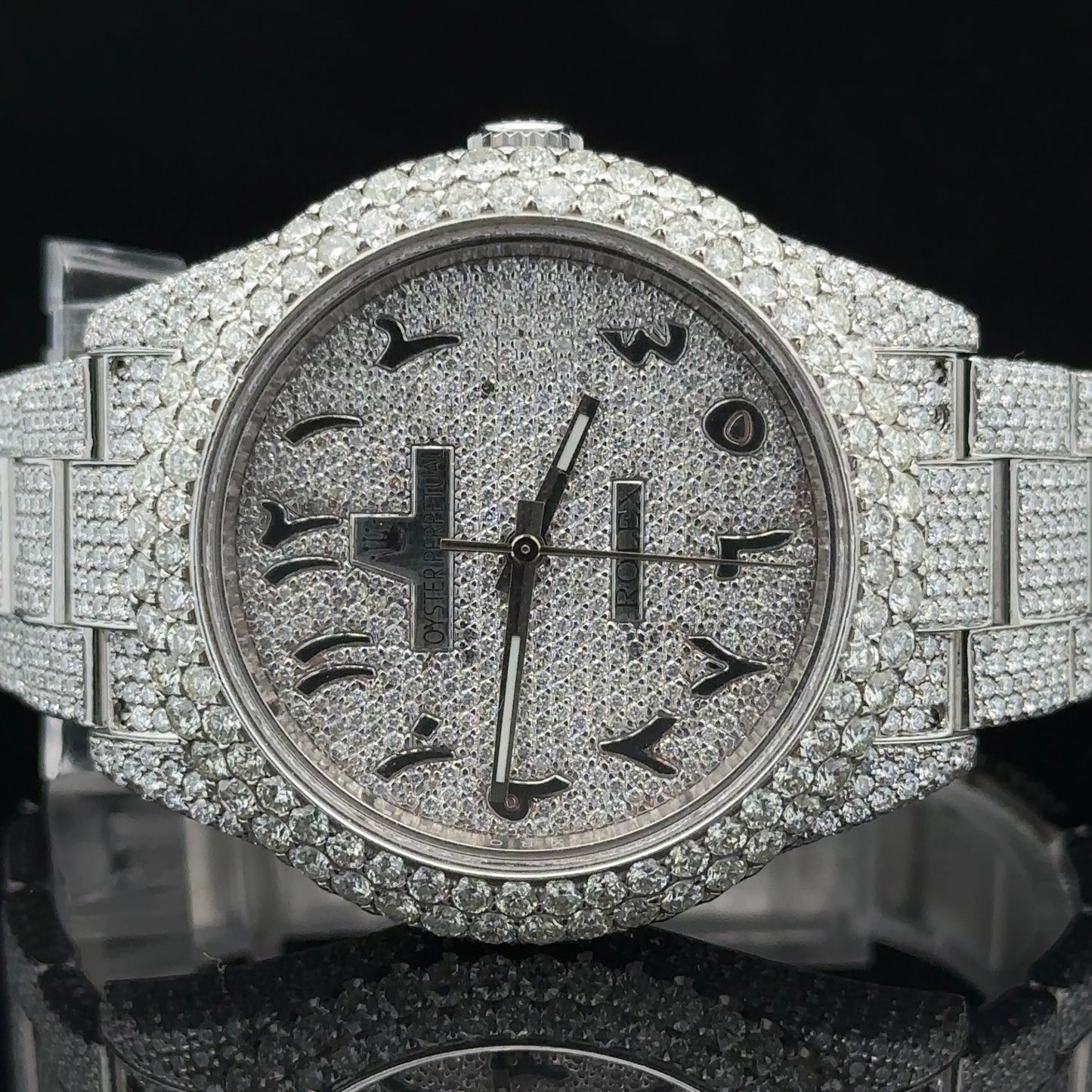 39mm Iced out Rolex Watch with Stainless Steel Oyster Bracelet