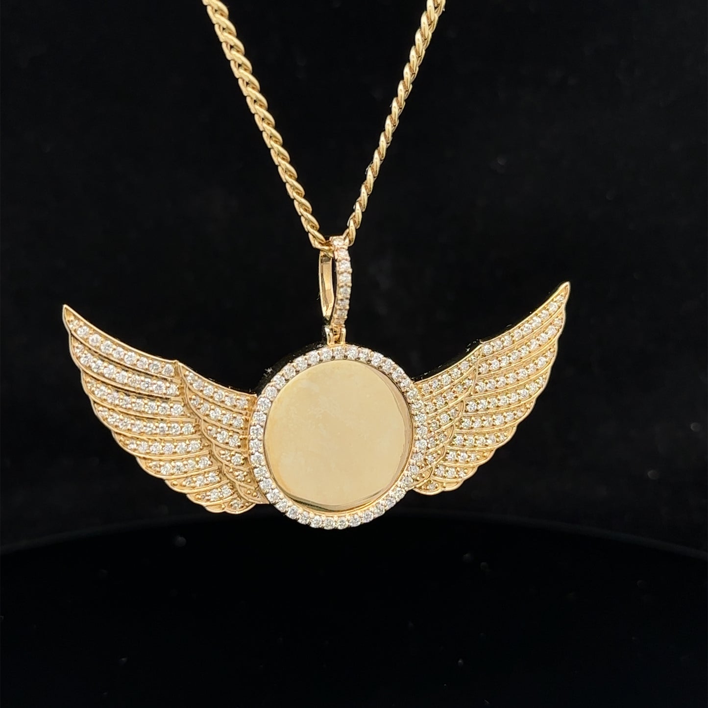 14k yellow gold and diamond Wing Picture pendant