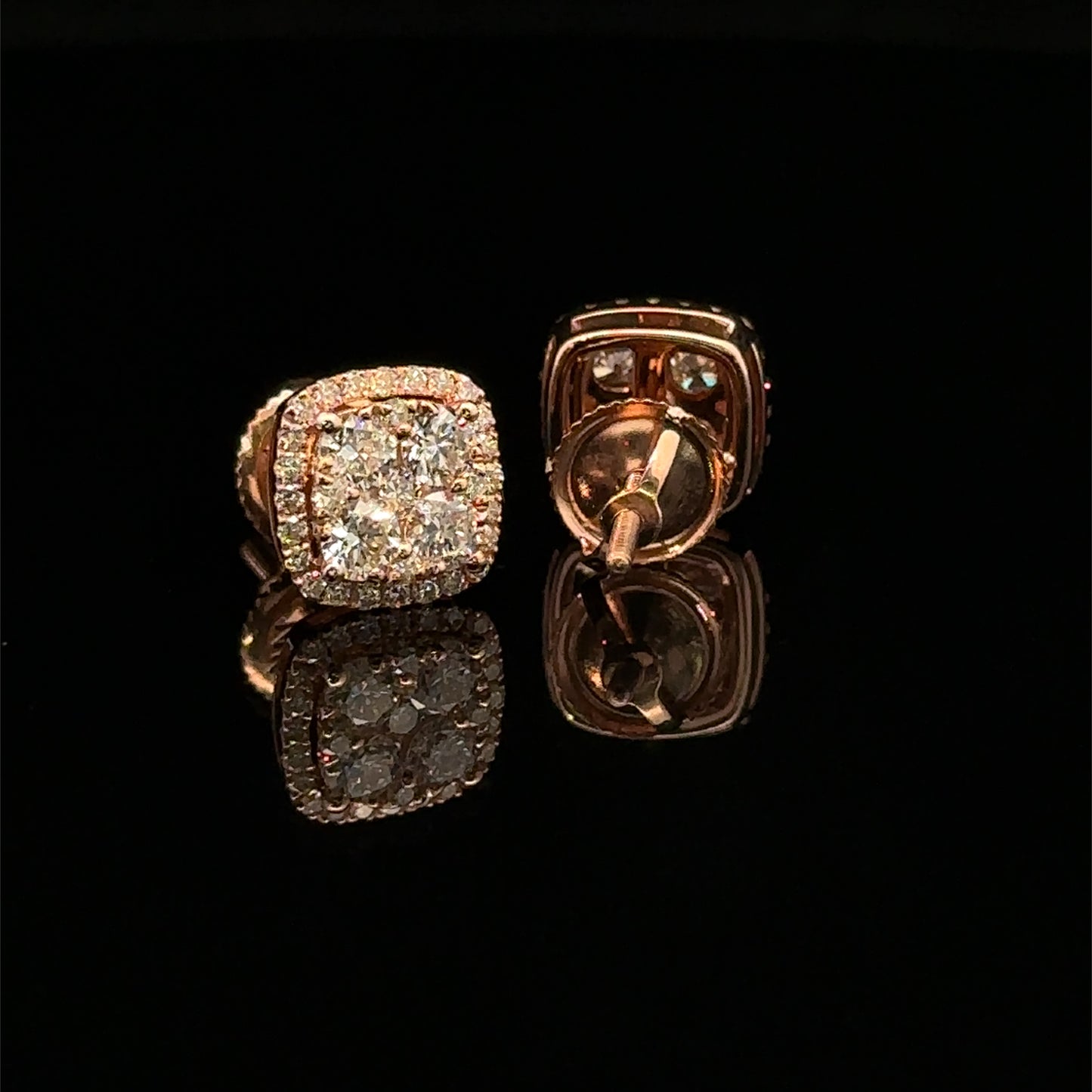 14k Rose Gold and Diamond Earrings
