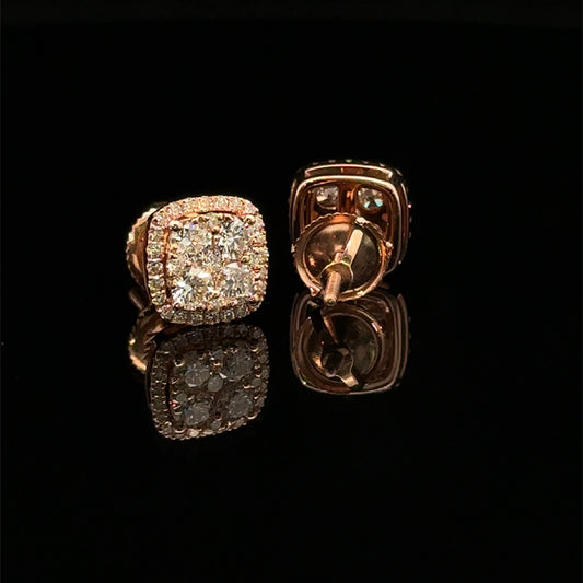 14k Rose Gold and Diamond Earrings