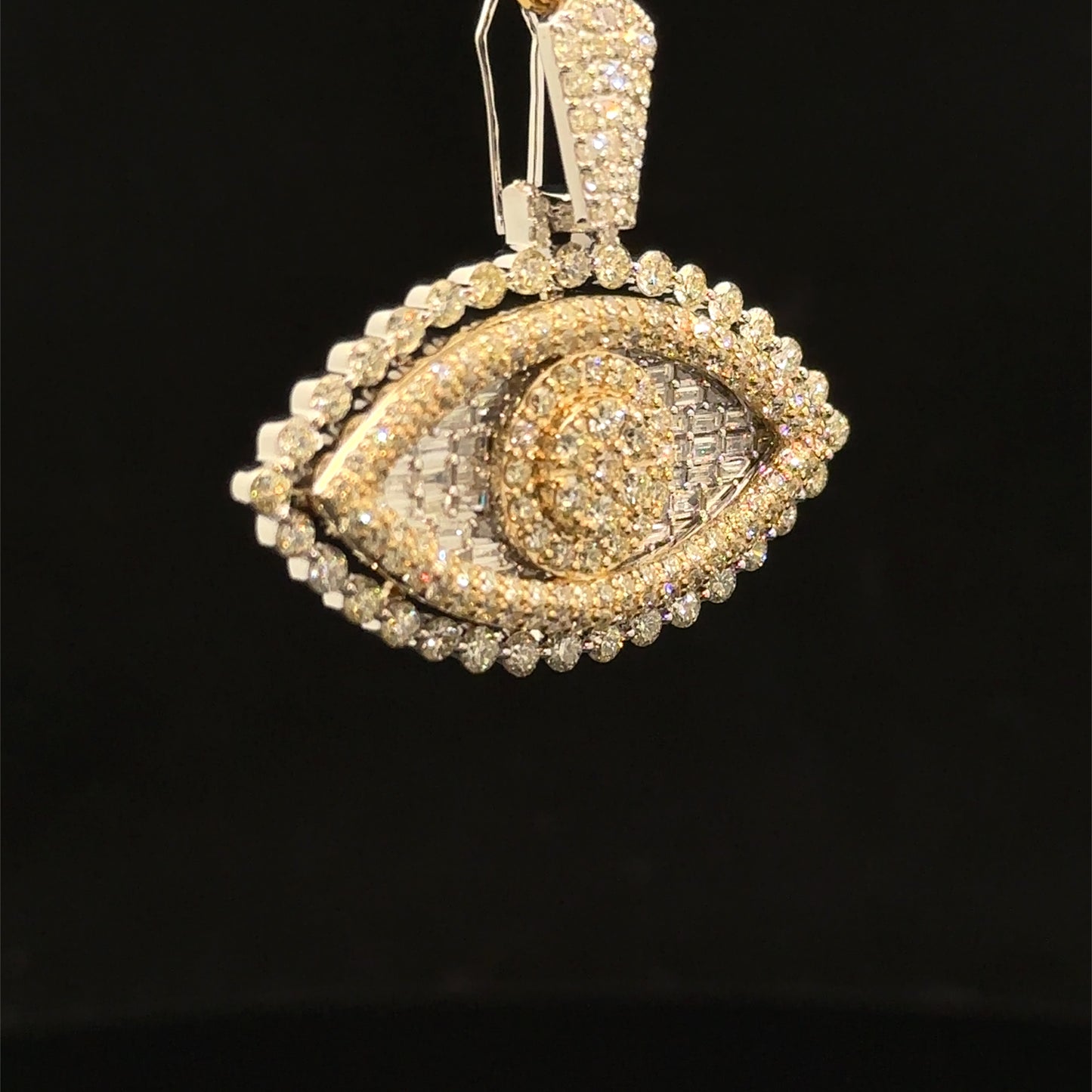 10K Yellow & White Gold Diamond Evil Eye Pendant