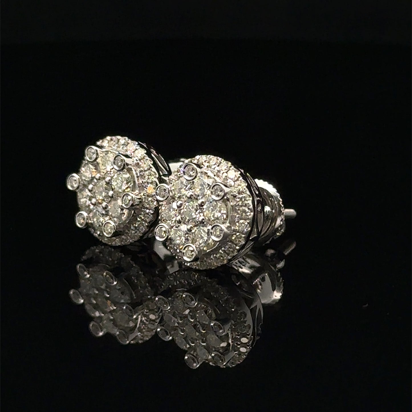 14K White Gold Jumbo Natural Diamond Earrings