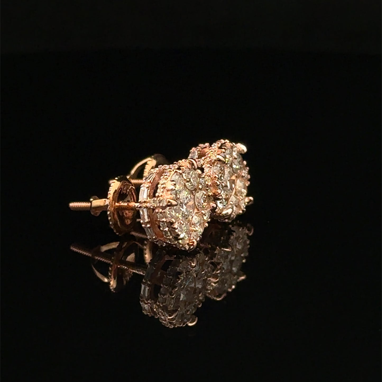 14k Rose Gold and Diamond Earrings