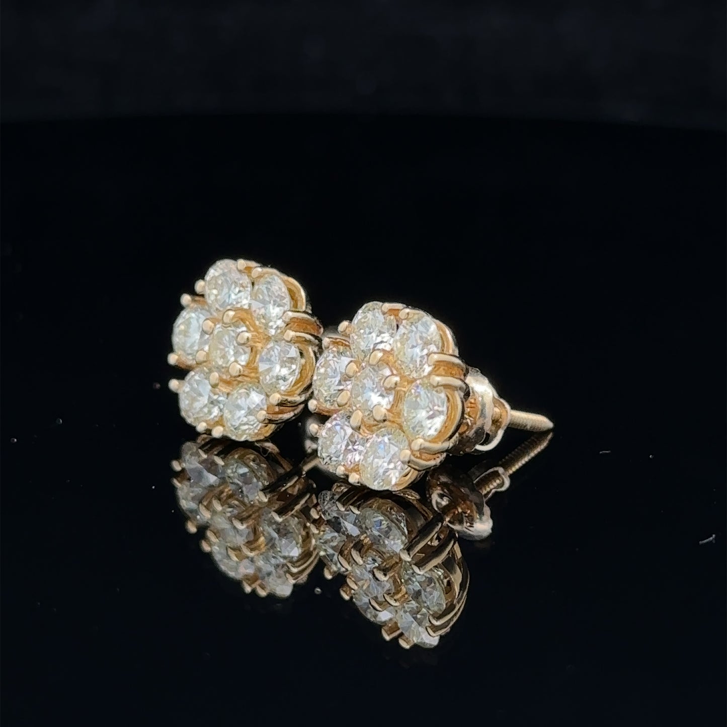 14k yellow gold and diamond flower Earrings (20 pointer)