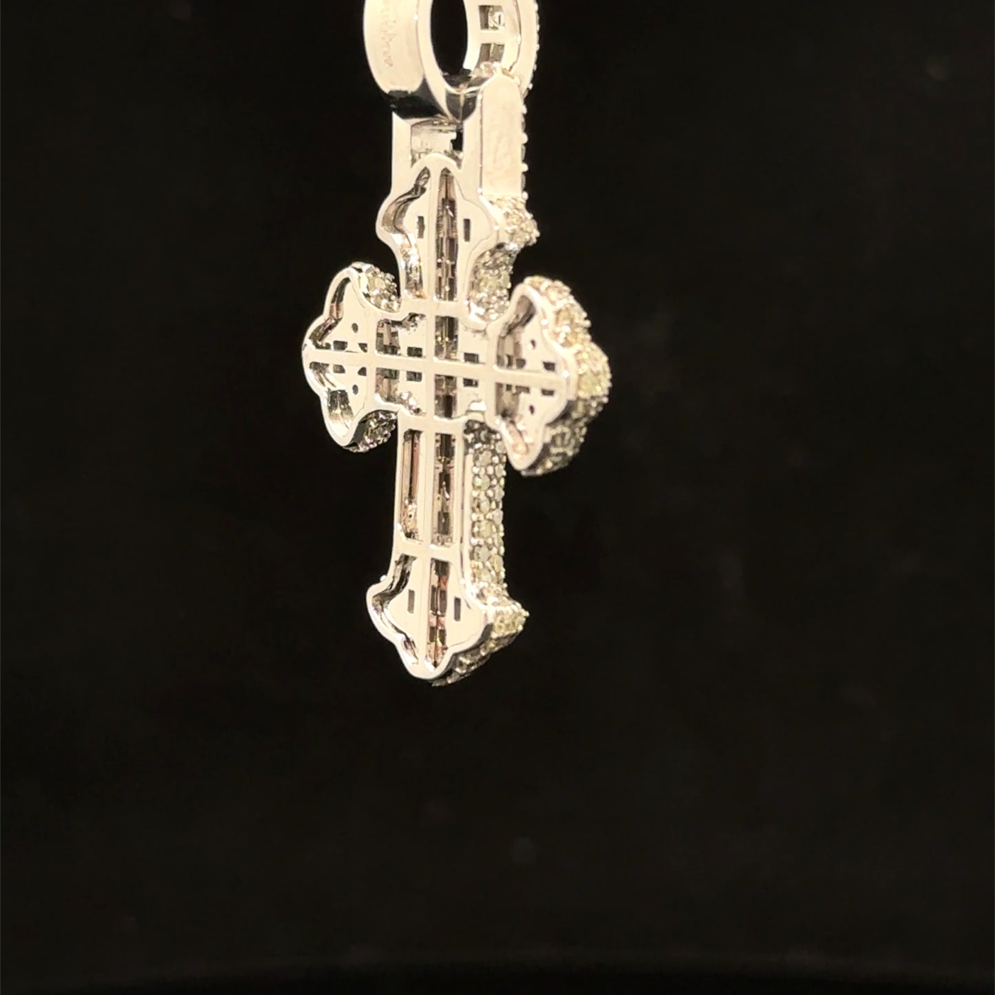 10K White Gold Cross Pendant with Diamonds