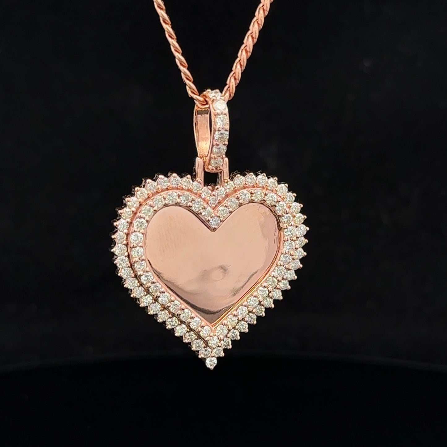 14k rose gold and diamond Heart Shaped Picture pendant