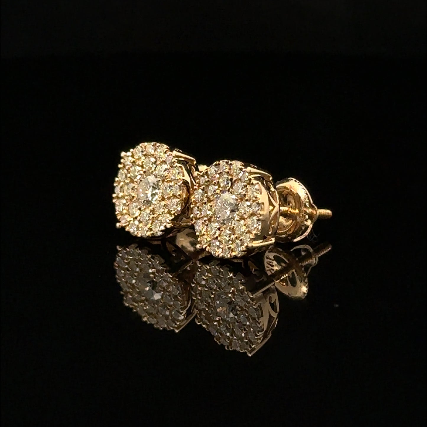 14K Yellow Gold Natural Diamond Earrings