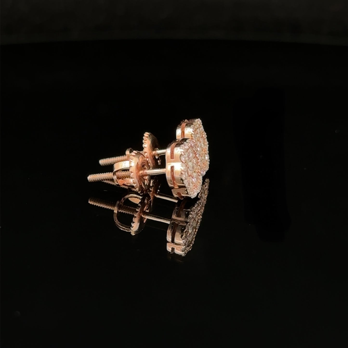 14k rose gold and diamond flower Earrings
