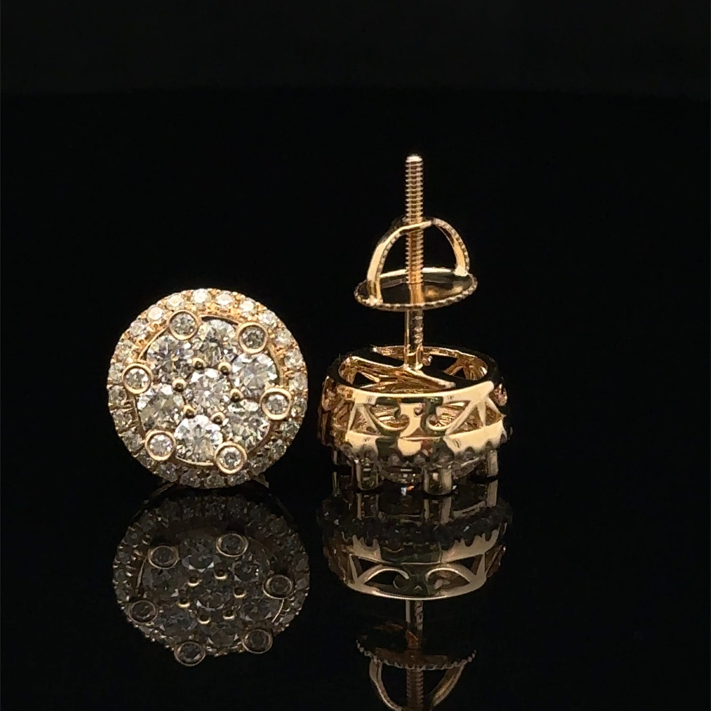 14K Yellow Gold Jumbo Natural Diamond Earrings