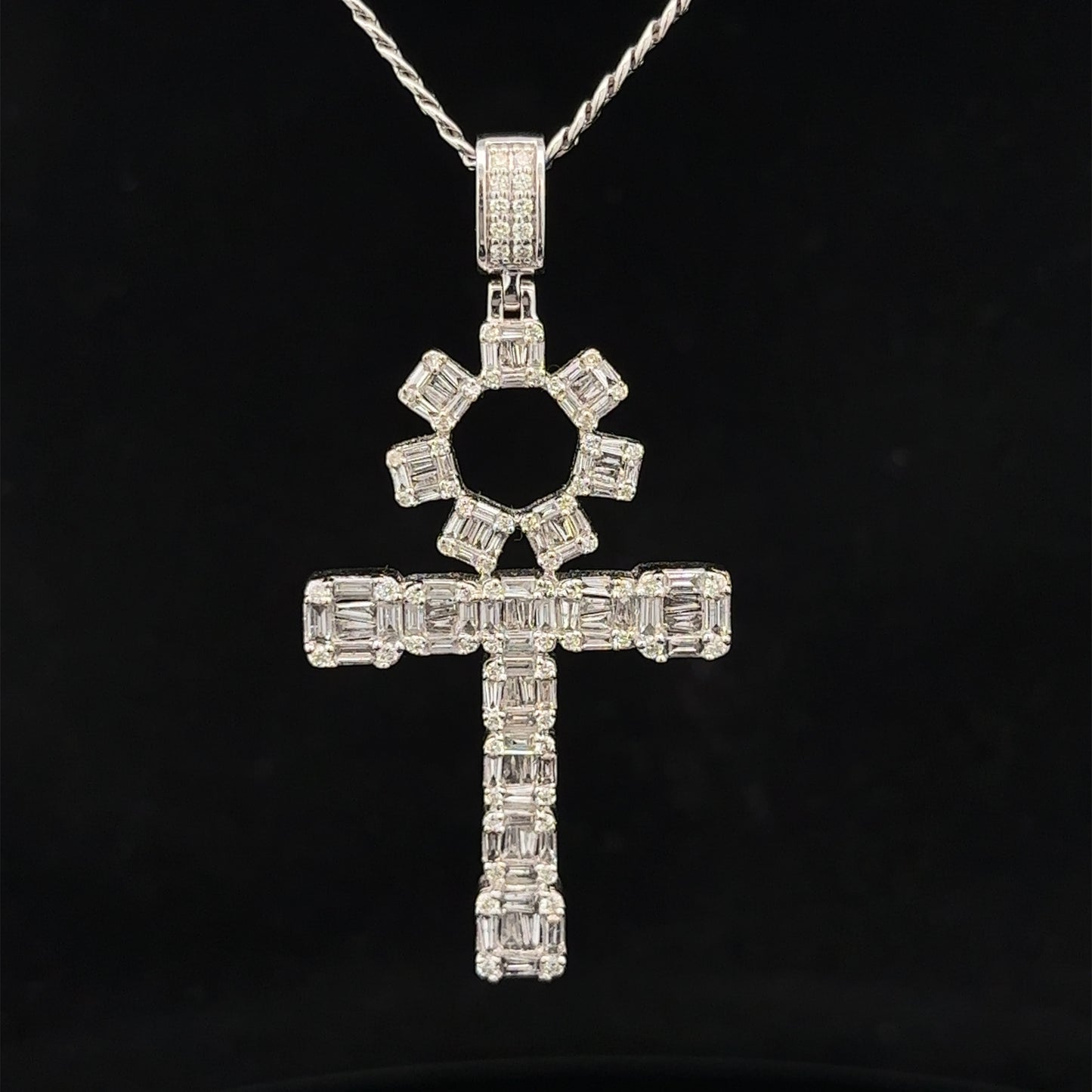 14k white gold and diamond Ankh Pendant