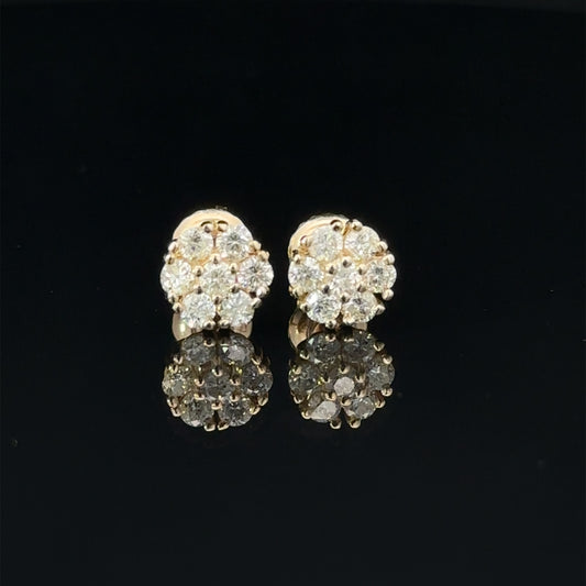 14k yellow gold and diamond Flower Earrings (5 pointer)