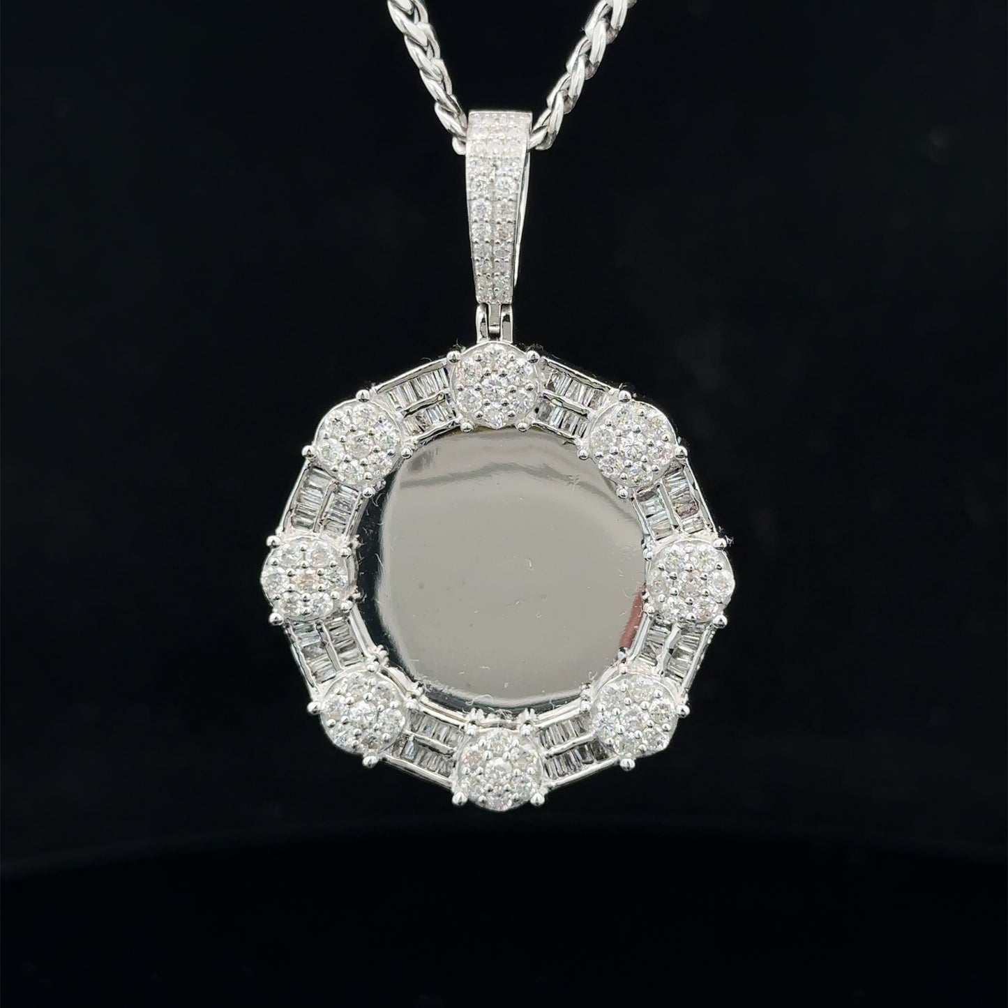 14k white gold and diamond Picture pendant