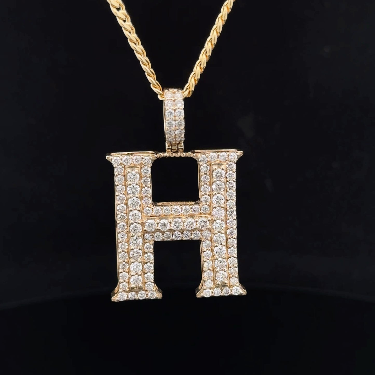 14k yellow gold & diamond H Initial Pendant