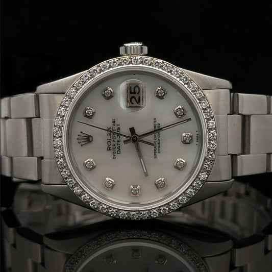 36mm Rolex Datejust Watch with stainless steel oyster band