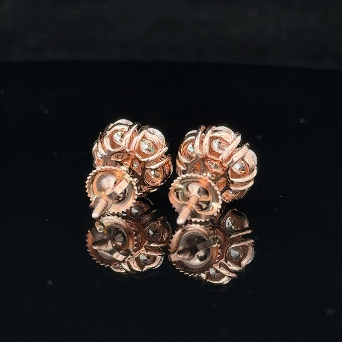 14k rose gold and diamond flower Earrings (14 pointer)