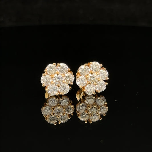 14k yellow gold and diamond flower Earrings (14 pointer)