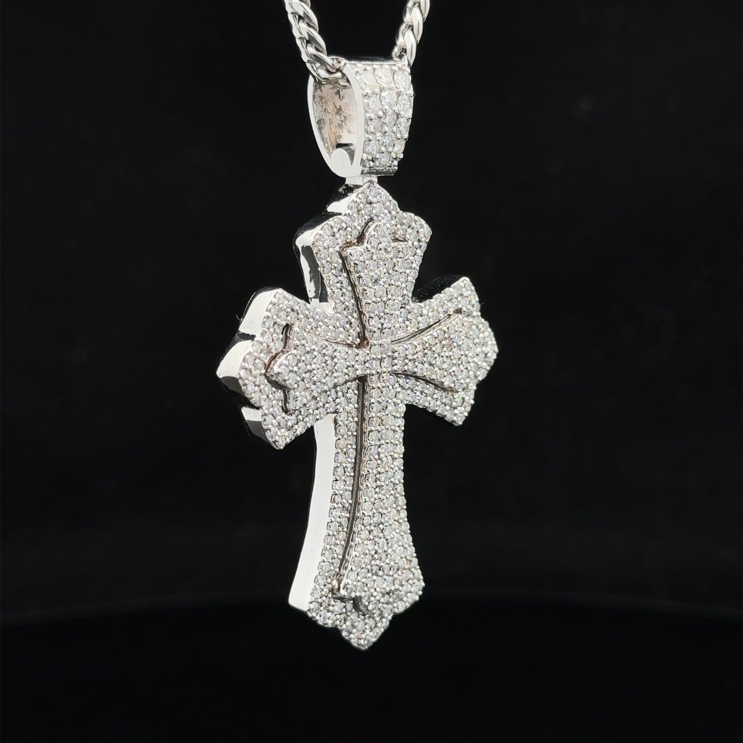 14k white gold and diamond Cross Pendant and 14k white gold Chain