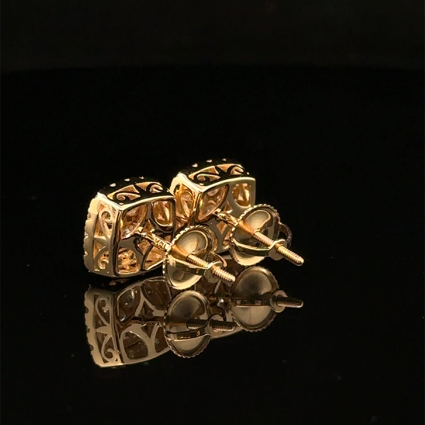 14k Yellow Gold and Diamond Earrings