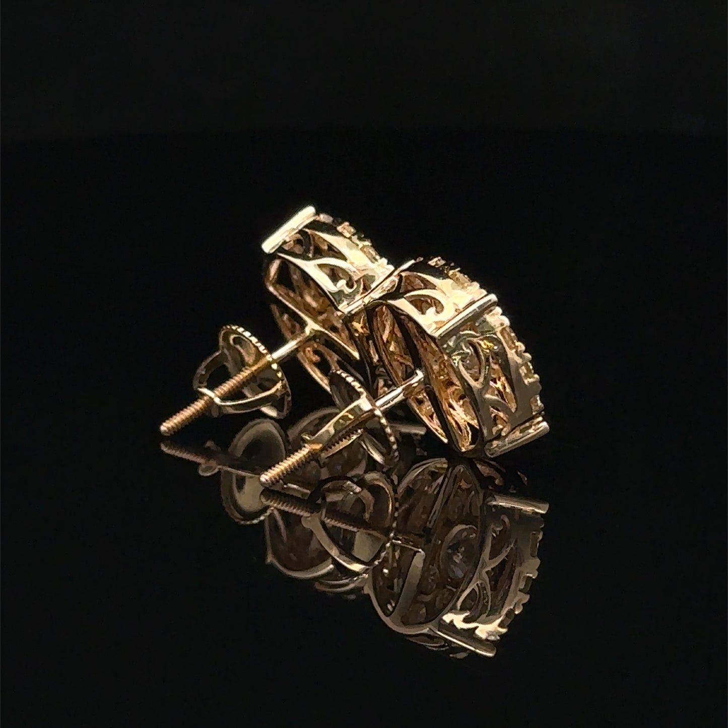 14k Yellow Gold and Diamond Earrings