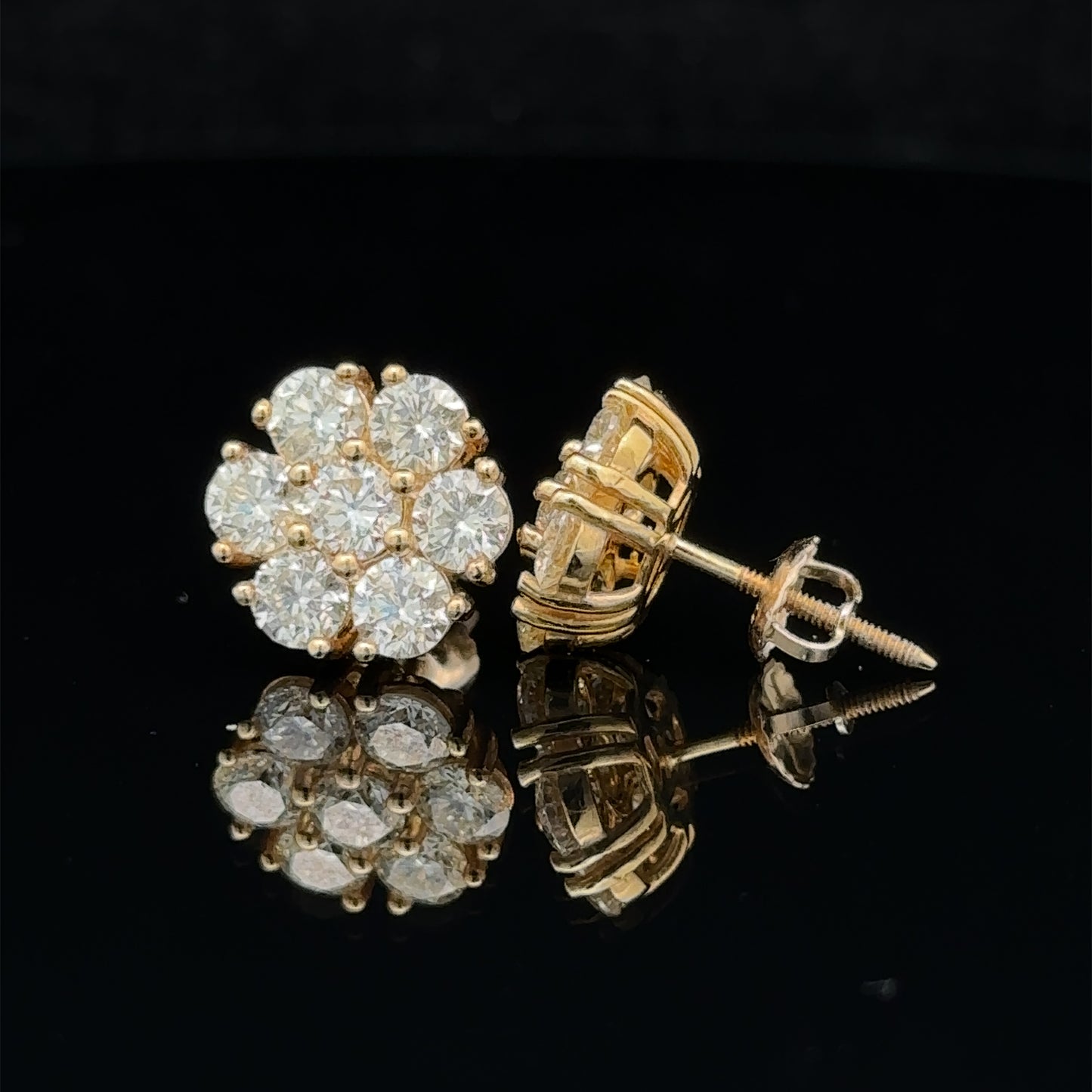 14k yellow gold and diamond flower Earrings (25 pointer)