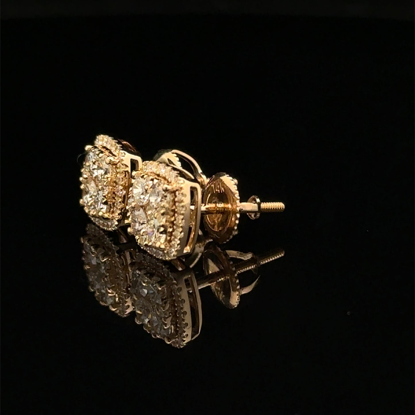 14k Yellow Gold and Diamond Earrings